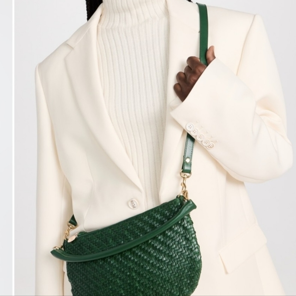 Clare V. Petit Moyen Messenger Evergreen Woven Zig Zag - Picture 2 of 9